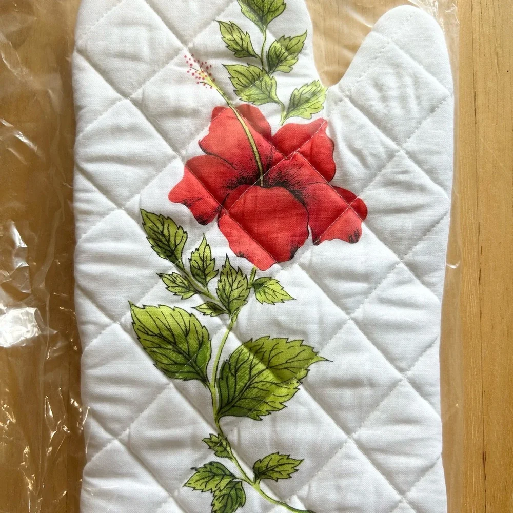 irishgold Barbecue‎ Gauntlet Oven Mitt Red Floral Ireland NEW RARE Potholder